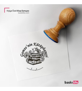 Çiçekli Kişiye Özel Kitap Damgası Kitap Mührü Kaşe Kitap Mühür Özel Damga 446