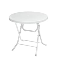 Omnipazar MT-GFM205 Rose Plastik Yuvarlak Katlanır Bahçe Balkon Masa Ø75 cm Beyaz