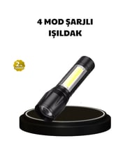 4 Mod Şarjlı Işıldak Güçlü Cree Led Su Geçirmez Alüminyum Gövde