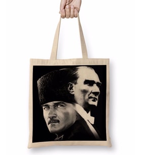 Atatürk 02 Bez Çanta Uzun Saplı
