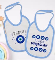 BK Kids Maşallah Tasarımlı 2’li Mavi Mama Önlüğü-1