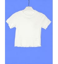Kız Çocuk Pamuklu Kaşkorse Fitilli Fırfırlı Bluz (Ekru)