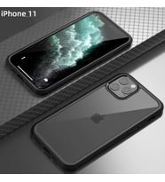 iPhone 11 Pro Max 9H Full Cam 360° Kamera Koruma Tam Koruma Kılıf (Siyah)
