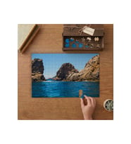 Denizin Ortasında Kayalar Tasarımı 240 parça Ahşap Puzzle Ahşap Kutuda MP07932