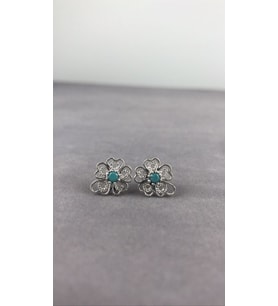 Telkari Turkuaz Taşlı Gümüş Kadın Nokta Küpe