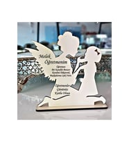 Melek Öğretmenim Hediye Plaket Melek Anne Çocuk Şeklinde Öğretmenler Günü Hediyesi (Beyaz)