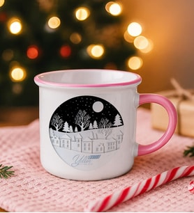 BK Gift Kişiye Özel İsimli Yılbaşı Tasarımlı Pembe Emaye Kupa Bardak -9, Arkadaşa Hediye, Yeni Yıl Hediyesi