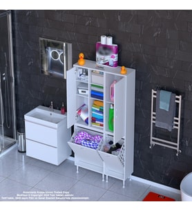 MODİLAYN Era İnci 90 X 165 cm Çamaşır Hazneli Çok Amaçlı Banyo & Mutfak Dolabı