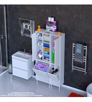 MODİLAYN Era İnci 90 X 165 cm Çamaşır Hazneli Çok Amaçlı Banyo & Mutfak Dolabı