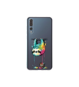 Huawei P20 Pro ile Uyumlu Splash Tembel Hayvan Tasarımlı Şeffaf Silikon Kılıf