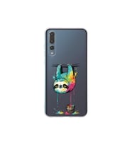 Huawei P20 Pro ile Uyumlu Splash Tembel Hayvan Tasarımlı Şeffaf Silikon Kılıf