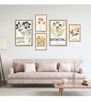 5'li Ahşap Lamine Çerçeveli Mdf Tablo Seti Botanical Flowers (Ahşap)