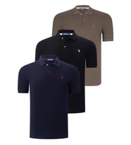 ÜÇLÜ SET T8561 DEWBERRY ERKEK T-SHIRT-SİYAH-LACİVERT-YEŞİL (Karışık)