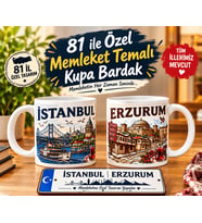 Memleket Temalı Kupa Bardak Kişiye Özel Şehir Tasarımlı Kupa Özel Tasarım Hediyelik Kupa