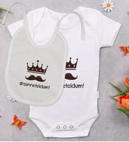 BK Kids Sünnet Oldum Tasarımlı Bebek Body Zıbın ve Mama Önlüğü Hediye Seti - Model 1
