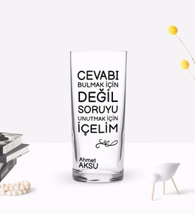 BK Gift Kişiye Özel Renkli Baskılı Cevabı Bulmak İçin Değil Tasarımlı Rakı Bardağı-1 (Beyaz)