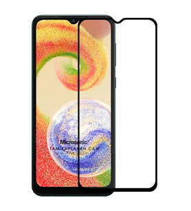 Microsonic Samsung Galaxy A04 Tam Kaplayan Temperli Cam Ekran Koruyucu Siyah