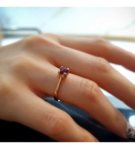 14k Altın Granat Lal Taşlı Yüzük