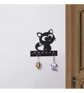 Dekoratif Metal siyah Anahtar Askılığı Kedi Figürlü Askılık Duvar Kapı Askılık