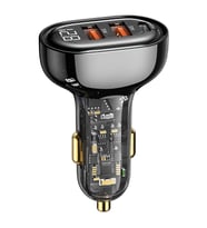 Usams US-CC158 125W (Type-C+USB) Üç Bağlantı Noktalı Hızlı Araç Şarj Soketi-Siyah