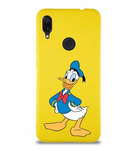 Xiaomi Redmi Note 7 Soft Premier Kapak Donald Duck-C Tasarımlı Silikon Kılıf - Sarı (Şeffaf)