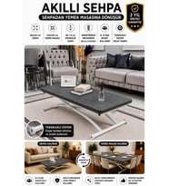 Akıllı Sehpa Üst Tabla Mdf Oval Köşe Alt Ayak Beyaz