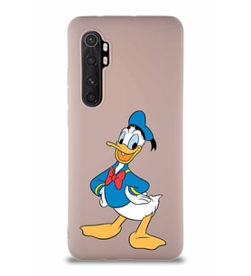 Xiaomi Mi Note 10 Lite Soft Premier Kapak Donald Duck-C Tasarımlı Silikon Kılıf - Pudra (Şeffaf)