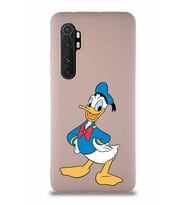Xiaomi Mi Note 10 Lite Soft Premier Kapak Donald Duck-C Tasarımlı Silikon Kılıf - Pudra (Şeffaf)