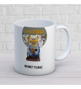 KİŞİYE ÖZEL GAZETECİ MESLEK KUPA BARDAK