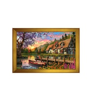 Manzara Temalı Kanvas Tablo 80 x 110 cm Gold Çerçeve