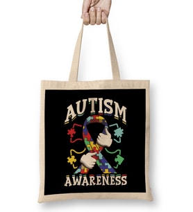 Autism Awareness Ribbon Autism Awareness Supporter Bez Çanta Uzun Saplı
