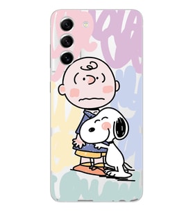 Samsung Galaxy S22 Uyumlu Snoopy ve Charlie Brown Tasarımlı Şeffaf Telefon Kılıfı