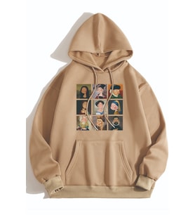 Unisex Van Gogh Baskılı Oversize Sweatshirt (Bej)