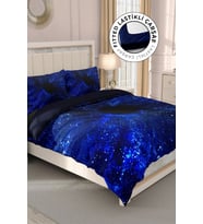 Lastikli Çarşaflı %100 Pamuk Saten Çift Kişilik Nevresim Takımı Blue Night