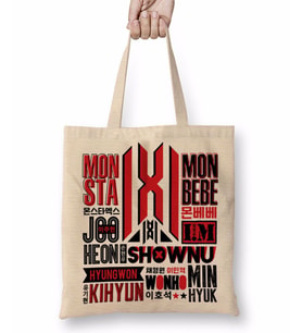 Monsta X Font Collage Bez Çanta Uzun Saplı