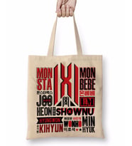 Monsta X Font Collage Bez Çanta Uzun Saplı