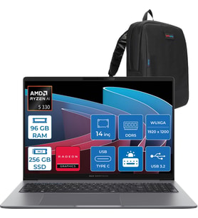 Asus Expertbook P3 PM3406CKA Ryzen Aı 5-330 96GB Ddr5 256GB SSD Radeon 820M 14.0-Inch, Wuxga (1920 x 1200) 300NITS Freedos Taşınabilir Bilgisayar PM3406CKA5F26+ZETTAÇANTA
