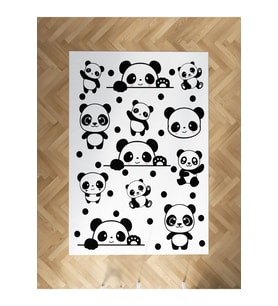 MEKTA HOME BEBEK VE ÇOCUK ODASI El Sallayan Sevimli Panda Desenli Halı