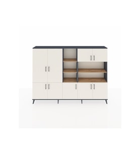 Arges Dolap 14 Raflı 9 Kapaklı 220x30x163 Antrasit-Aytaşı/Çam
