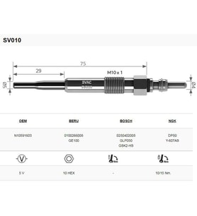 Svac 010 Transporter T5 1.9 Tdi Isitma Bujisi 4'Lü Takım N11.2898