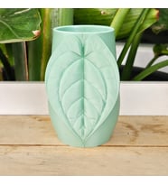 3D Baskı Yaprak Desenli Kap - Kalp Yaprağı Süslemeli Dekoratif Kap-Mint