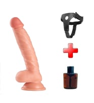 20,5 cm Realistik Dokulu Belden Bağlamalı Vantuzlu Dildo Penis – Ten Rengi