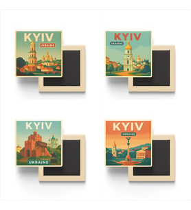 Kiev Ukrayna - 4 adet - 9x9 cm Buzdolap Magneti
