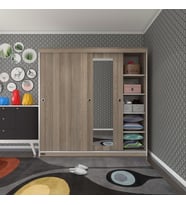Kenzlife gardırop sürgülü kapaklı kapılı 180 papatya crd aynalı gardolap dolap (Karışık)