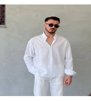 Erkek Oversize Fresh Keten Yazlık Gömlek
