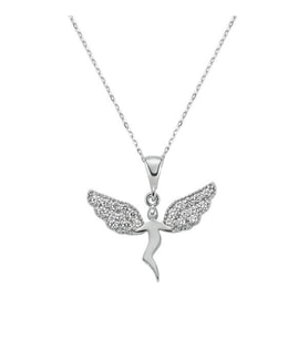 Zirkon Taşlı Melek  925 Ayar Gümüş Kolye