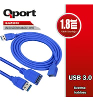 QPORT Q-UZ3018 1.8 METRE USB 3.0 UZATMA KABLOSU