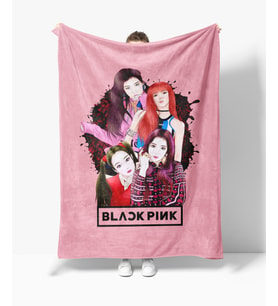Erayshome Black Pink Desenli Baskılı Hediyelik Polar TV Battaniyesi