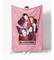 Erayshome Black Pink Desenli Baskılı Hediyelik Polar TV Battaniyesi