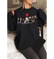 Korku Karakterleri Baskılı Unisex Oversize Sweatshirt (Antrasit)
